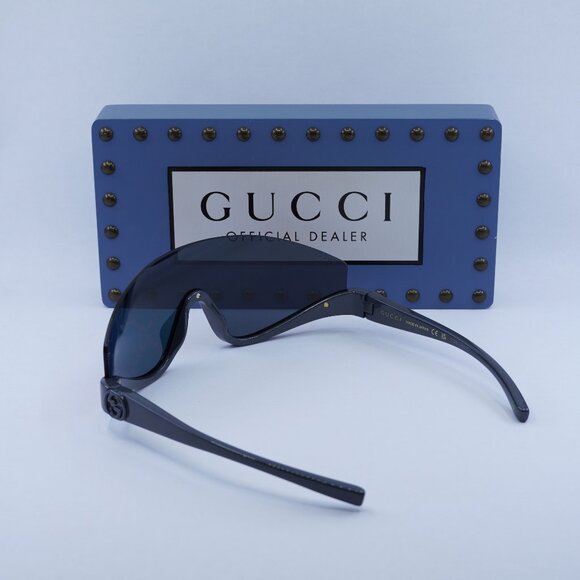 Gucci GG1650S 009 Shield Sunglasses - Ruthenium/Red Mirror - Picture 10 of 11